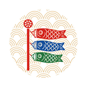 Japanese Koinobori Art Painting on Gold Waves