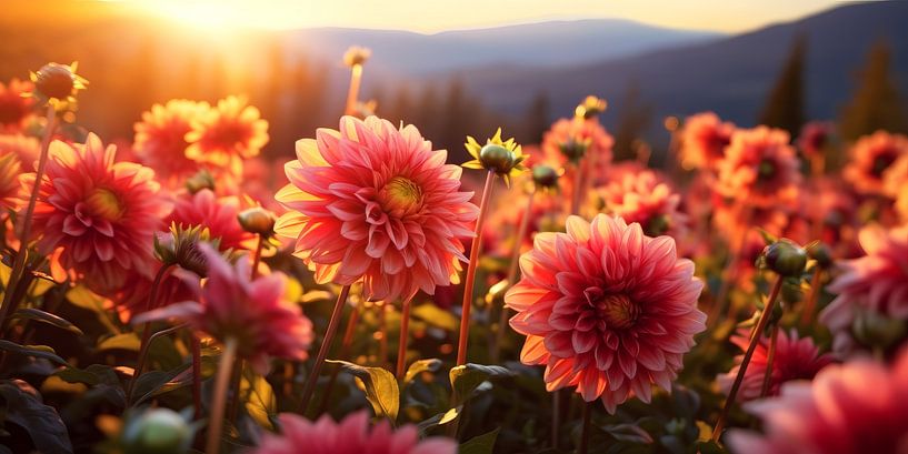 Sunset Over Dalia Field by Vlindertuin-Art