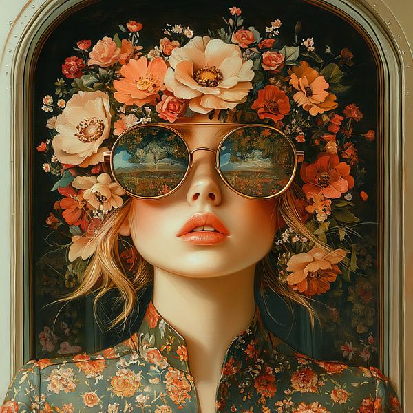 Reflektierende Schutzbrille Blume Frau von Blickfänger Gemälde