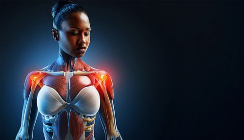 Vrouw met schouderpijn