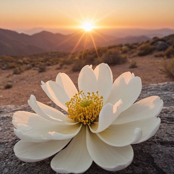 White Flower at Sunset in the Desert by DesignByDessie