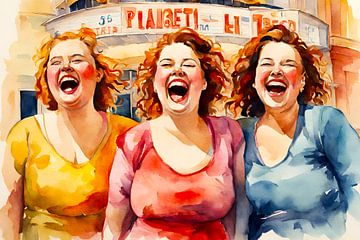 3 sociable ladies go to the theatre by De gezellige Dames
