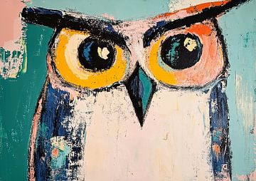 Owl | Big-eyed owl by ARTEO Paintings