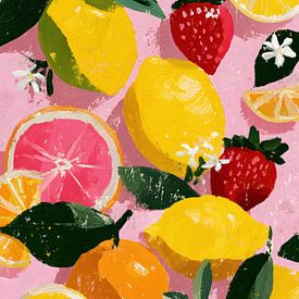 Leuchtend bunte Sommerfrüchte und Zitrusfrüchte von IamHome Studio