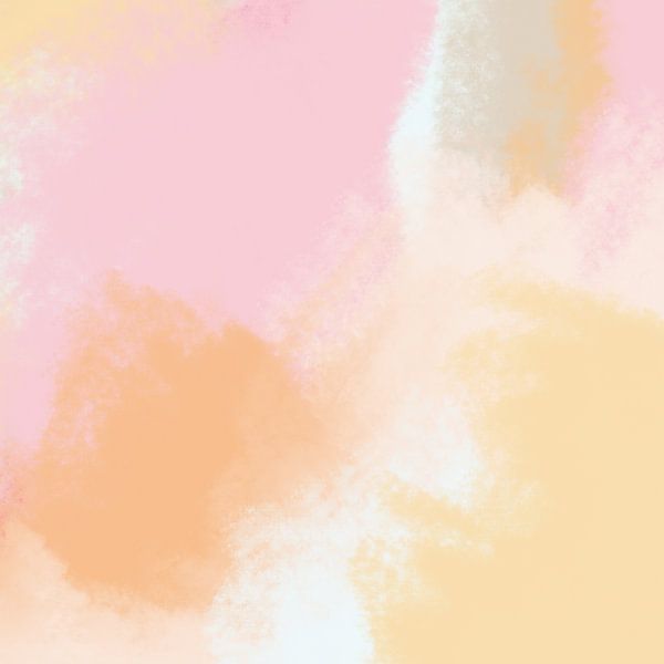 Weiche Pastellfarben Malerei. Abstrakte Kunst in rosa, gelb, weiß von Dina Dankers
