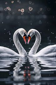 Zwei Schwäne bilden eine Herzform von Art & Soul Creations