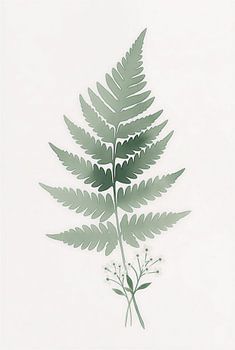 ​Minimalist Green Fern Botanical Watercolor Art Print