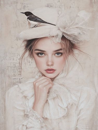 Portret in pastelkleuren met een poëtische uitstraling