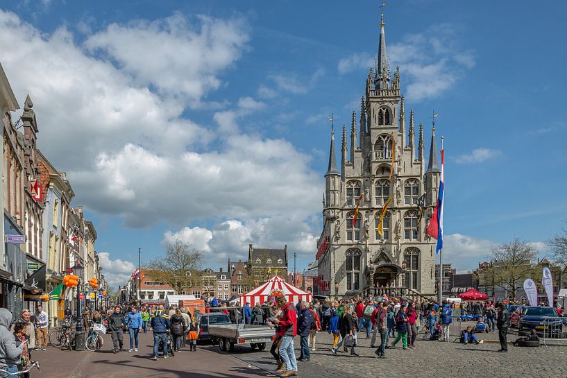 Markt mit altem Rathaus in Gouda von Rinus Lasschuyt Fotografie