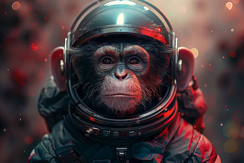 Astronaut monkey in hyper-realistic helmet portrait by Poster Art Shop