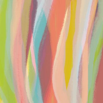 Modern abstract. Kleurrijke penseelstreken in neon en pastel van Dina Dankers