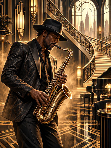 Un saxophone baigné d'une lumière dorée – le luxe d'un instant