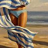 Ruhiger Strandtag mit gestreiftem Handtuch von Jan Keteleer