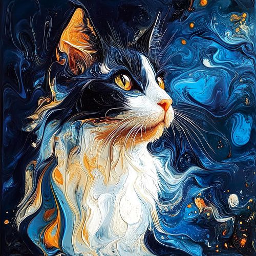 Kat in Van Gogh stijl