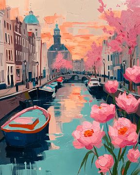 Colourful Amsterdam canal