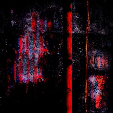 Red_Pillar_before_Wall_at_Night van Manfred Rautenberg Digitalart
