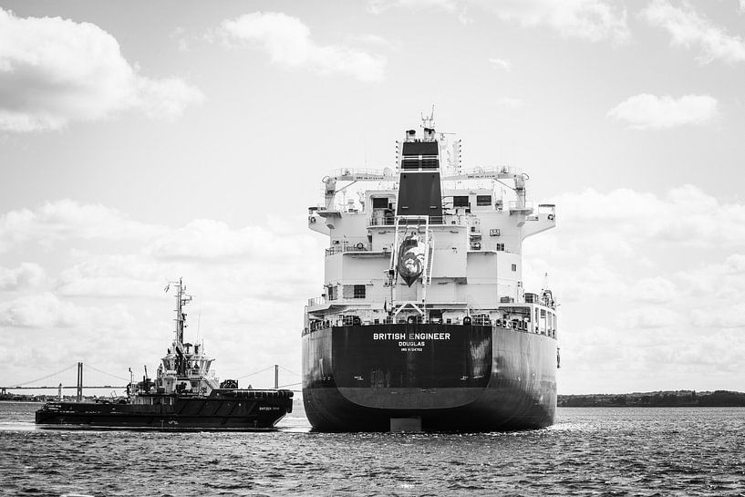 Sleepboot in de haven van Fredericia van scheepskijkerhavenfotografie