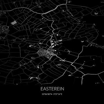 Schwarz-weiße Karte von Easterein, Fryslan. von Rezona