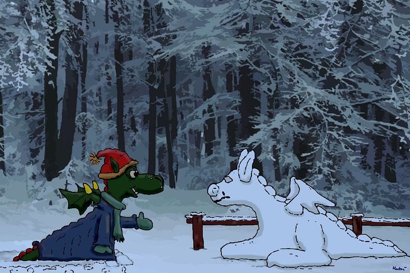 Un dragon rencontre un dragon des neiges par HEUBEERE Cartoons