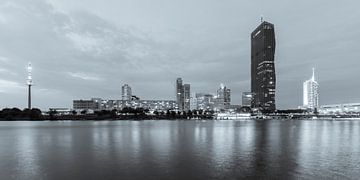 Donaustad in Wenen bij nacht - monochroom van Werner Dieterich