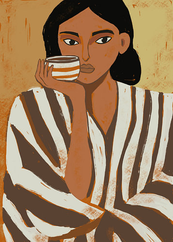 Slow Morning – A modern portrait of a woman with a cup of coffee