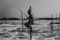The lonely fisherman (black and white)