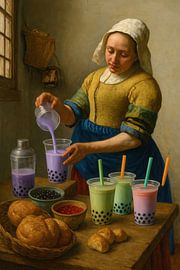 Maid with bubble tea by Poster Art Shop