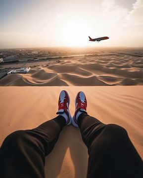 Vliegveld in de woestijn van fernlichtsicht