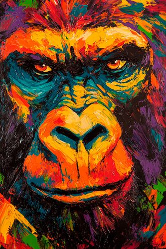 Kleurrijke gorilla - expressief en levendig