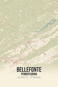 Vieille carte de Bellefonte (Pennsylvanie), USA. sur Rezona