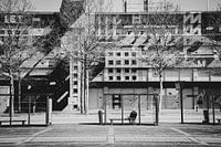 Stadt Schwarz-Weiß-Architektur Quadrat Porträt Gebäude (Heerlen)