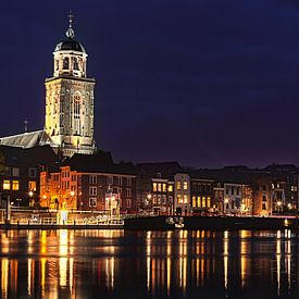 Deventer de nuit, ligne d'horizon avec IJssel (panorama) sur Jan Haitsma