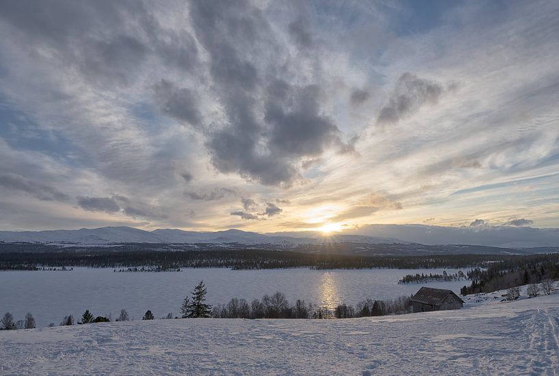Sunset in winter landscape by Angelika Stern