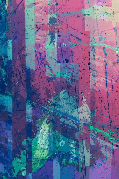 Modern, Abstract Digitaal Kunstwerk in Vintage Kleur van Art By Dominic