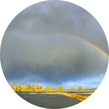 Regenboog tijdens een herfstbui boven de IJssel van Sjoerd van der Wal Fotografie