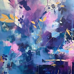 Energie | Abstrait Violet Jaune sur Peinture Abstraite