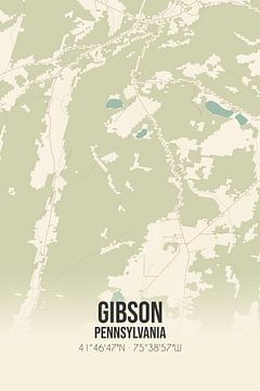 Vintage landkaart van Gibson (Pennsylvania), USA. van MijnStadsPoster