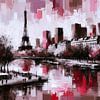 PARIS SKYLINE ABSTRACT PAINTED-2 by Pia Schneider