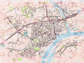 Kaart van Tiel in de stijl 'Soothing Spring' van Maporia