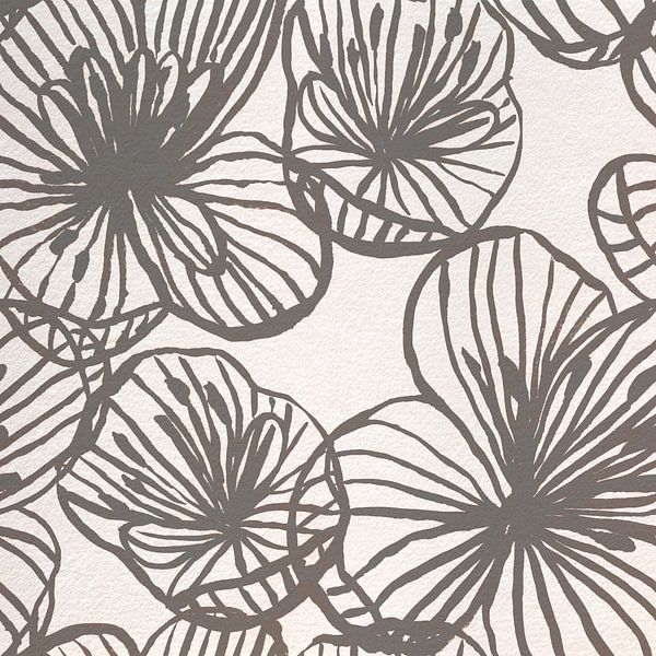 Moderne abstracte botanische taupe waterverf bloemen van Dina Dankers