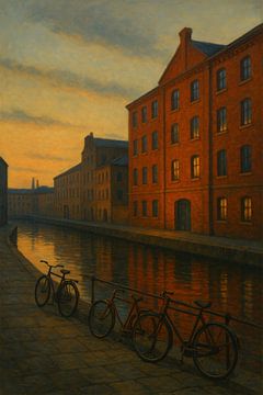 Nantes au crépuscule - Reflets d'or au bord du canal sur Travel Shop