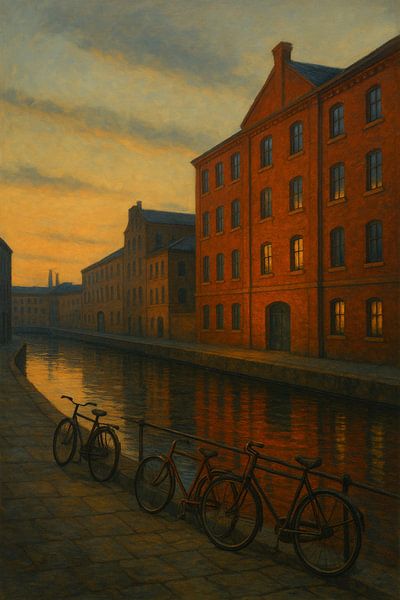 Nantes in der Abenddämmerung - Goldene Reflexe am Kanal von Travel Shop