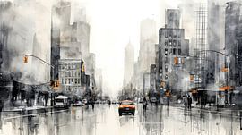 Jour de pluie à New York aquarelle