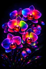 Neon‑Regenbogen‑Orchideen im leuchtenden Nachtglanz von ButterflyPix