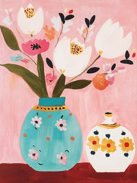 Still life, modern illustration in pastel colours