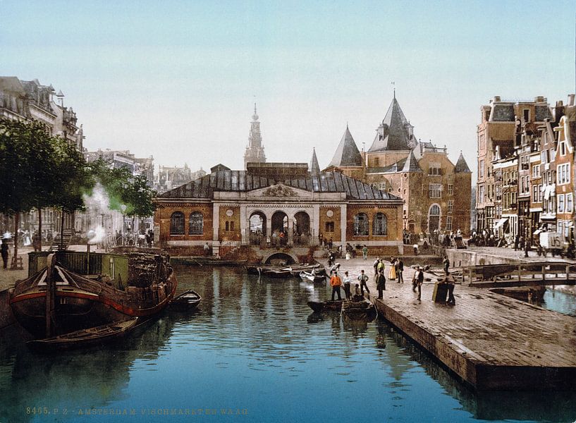 Vismarkt en Waag, Amsterdam van Vintage Afbeeldingen