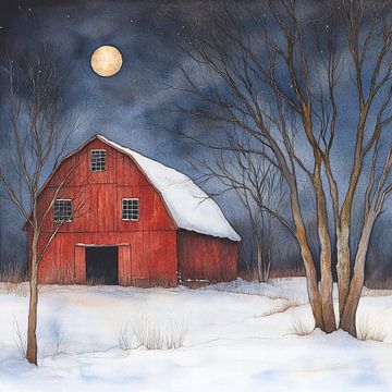 Old red barn by Jutta Maria Pusl