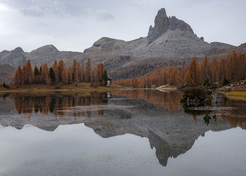 Reflections of the mountains in the lake by Anges van der Logt