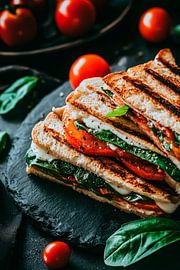 Gerösteter Sandwich-Genuss mit Basilikum von Poster Art Shop