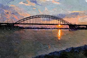 Gemälde Waalbrücke bei Nimwegen